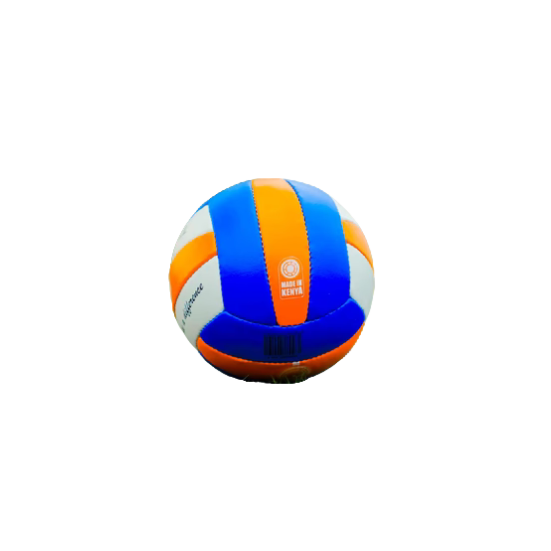 Volleyball mit blauen, orangen und weißen Farben Hinteransicht