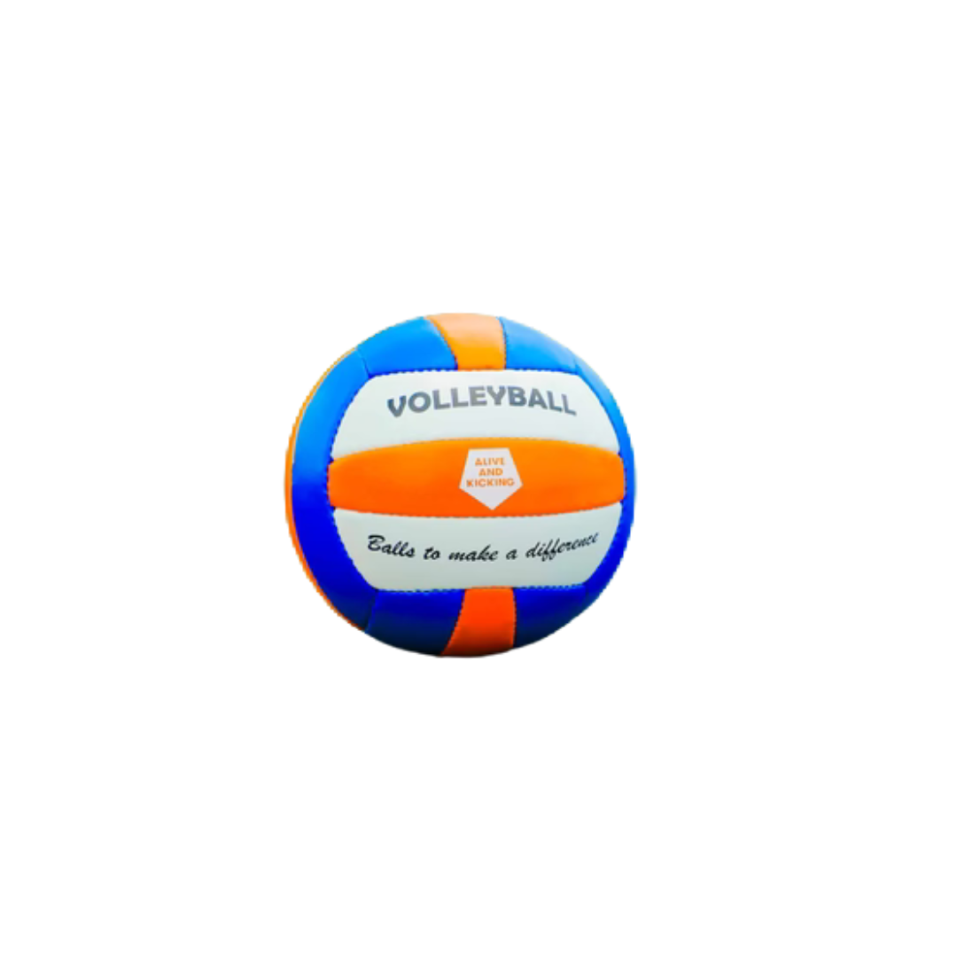 Volleyball mit blauen, orangen und weißen Farben Vorderansicht