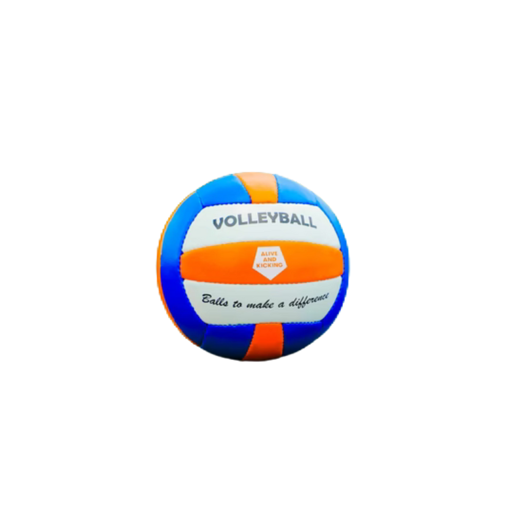 Volleyball mit blauen, orangen und weißen Farben Vorderansicht